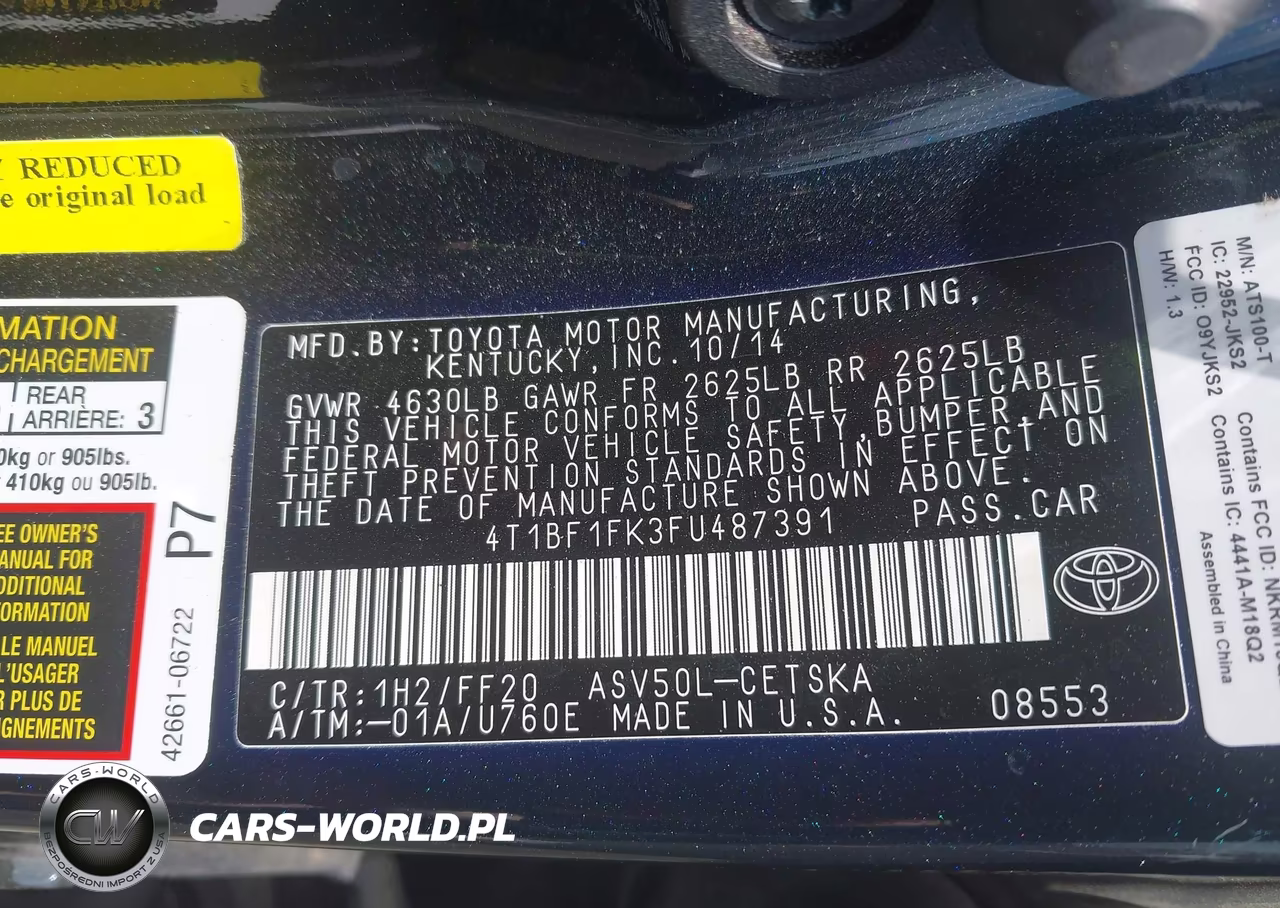 2015 Toyota Camry Se VIN:4T1BF1FK3FU487391 - 9