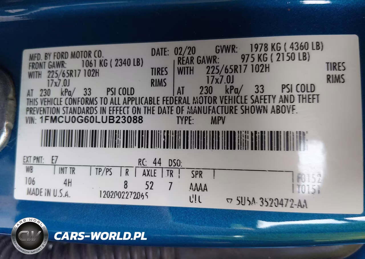 2020 Ford Escape Se VIN:1FMCU0G60LUB23088 - 9