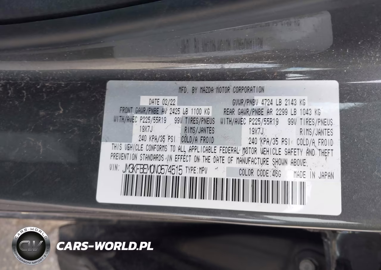 2022 Mazda Cx-5 2.5 S Premium Plus VIN:JM3KFBEM0N0574515 - 9