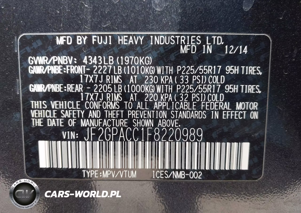 2015 Subaru Xv Crosstrek 2.0I Premium VIN:JF2GPACC1F8220989 - 9