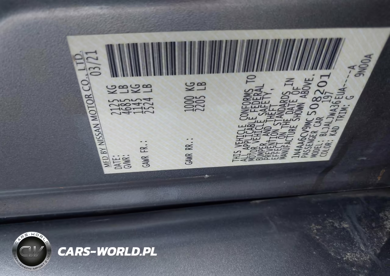 2021 Nissan Maxima Sv Xtronic Cvt VIN:1N4AA6CV9MC508201 - 9