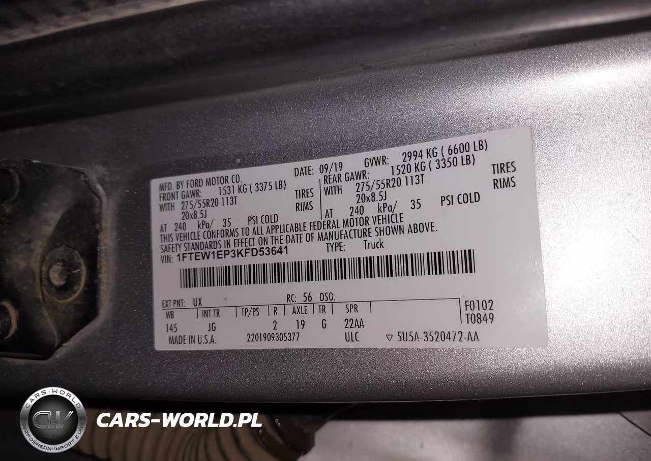 2019 Ford F-150 Xl VIN:1FTEW1EP3KFD53641 - 9