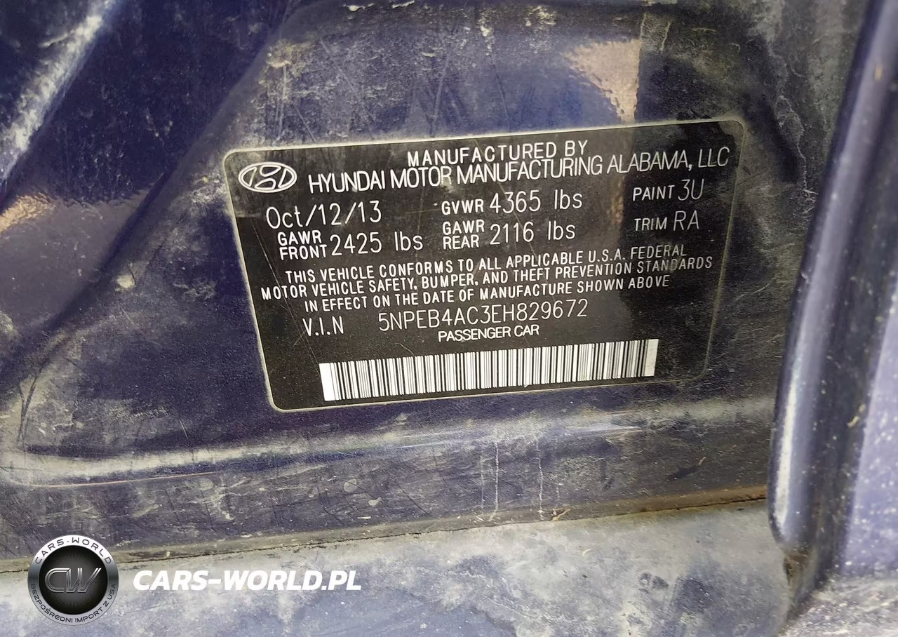 2014 Hyundai Sonata Gls VIN:5NPEB4AC3EH829672 - 9