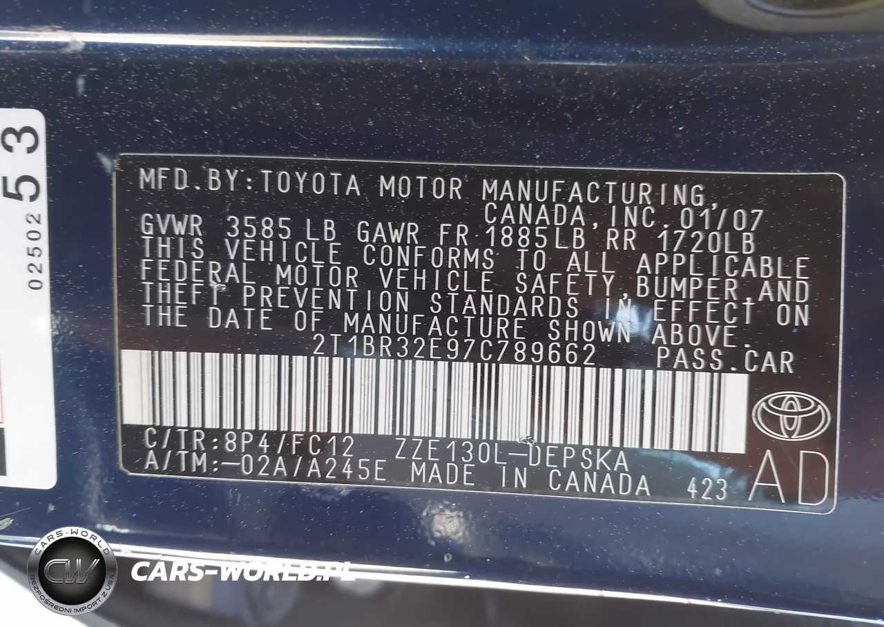 2007 Toyota Corolla S VIN:2T1BR32E97C789662 - 9