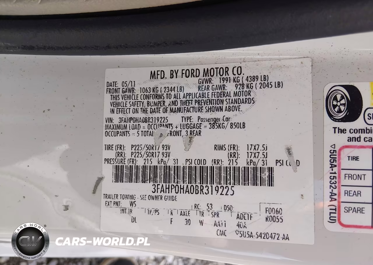 2011 Ford Fusion Se VIN:3FAHP0HA0BR319225 - 9