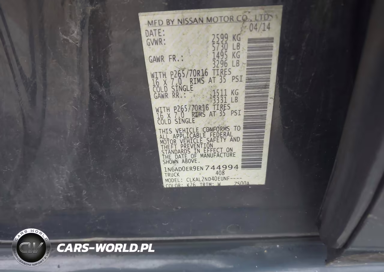 2014 Nissan Frontier Sv VIN:1N6AD0ER9EN744994 - 9