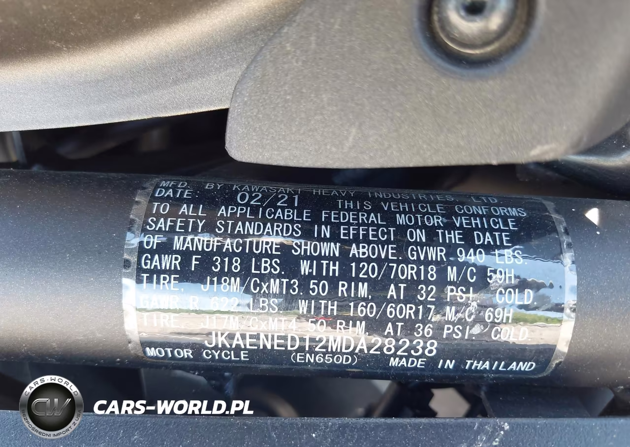 2021 Kawasaki En650 D VIN:JKAENED12MDA28238 - 10