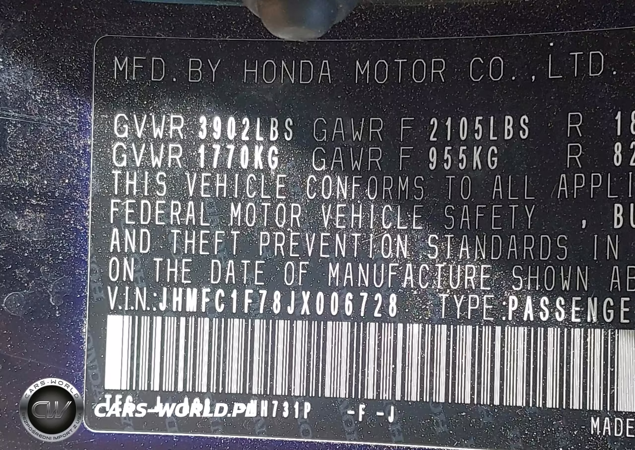2018 Honda Civic Ex-L VIN:JHMFC1F78JX006728 - 9