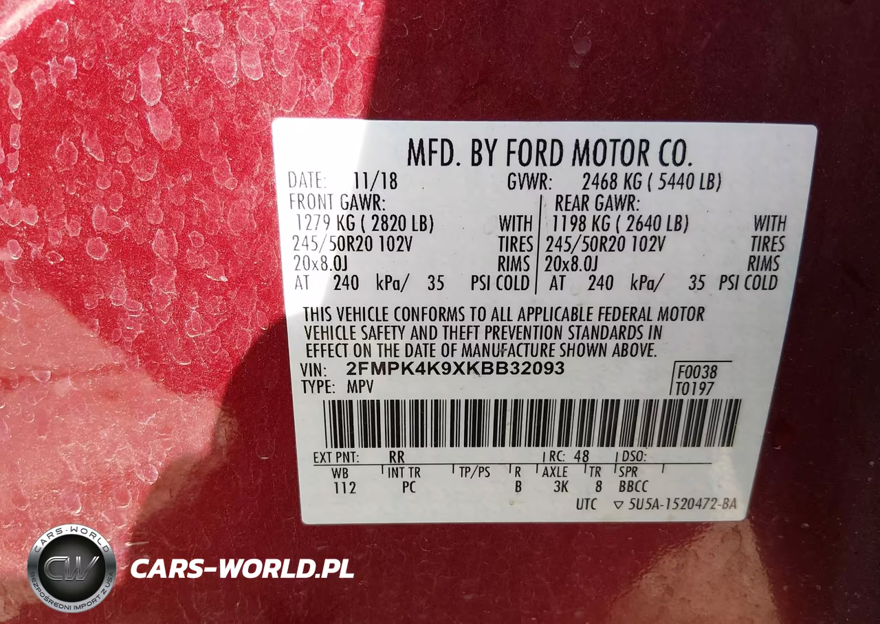 2019 Ford Edge Titanium VIN:2FMPK4K9XKBB32093 - 9