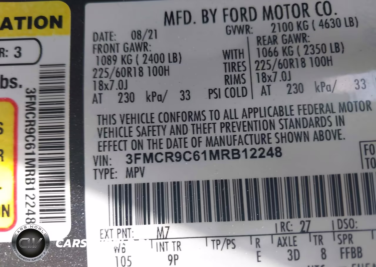 2021 Ford Bronco Sport Outer Banks VIN:3FMCR9C61MRB12248 - 9