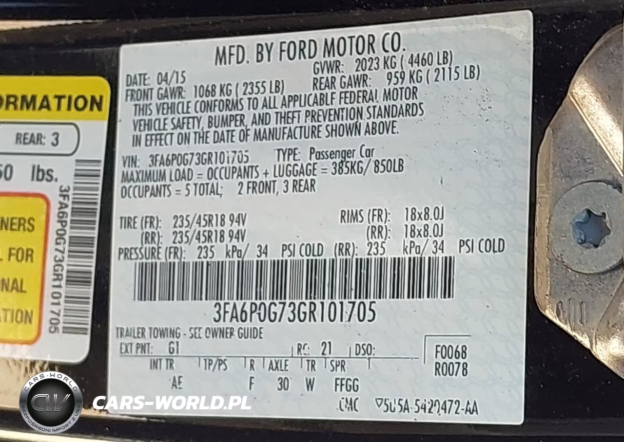 2016 Ford Fusion S VIN:3FA6P0G73GR101705 - 9