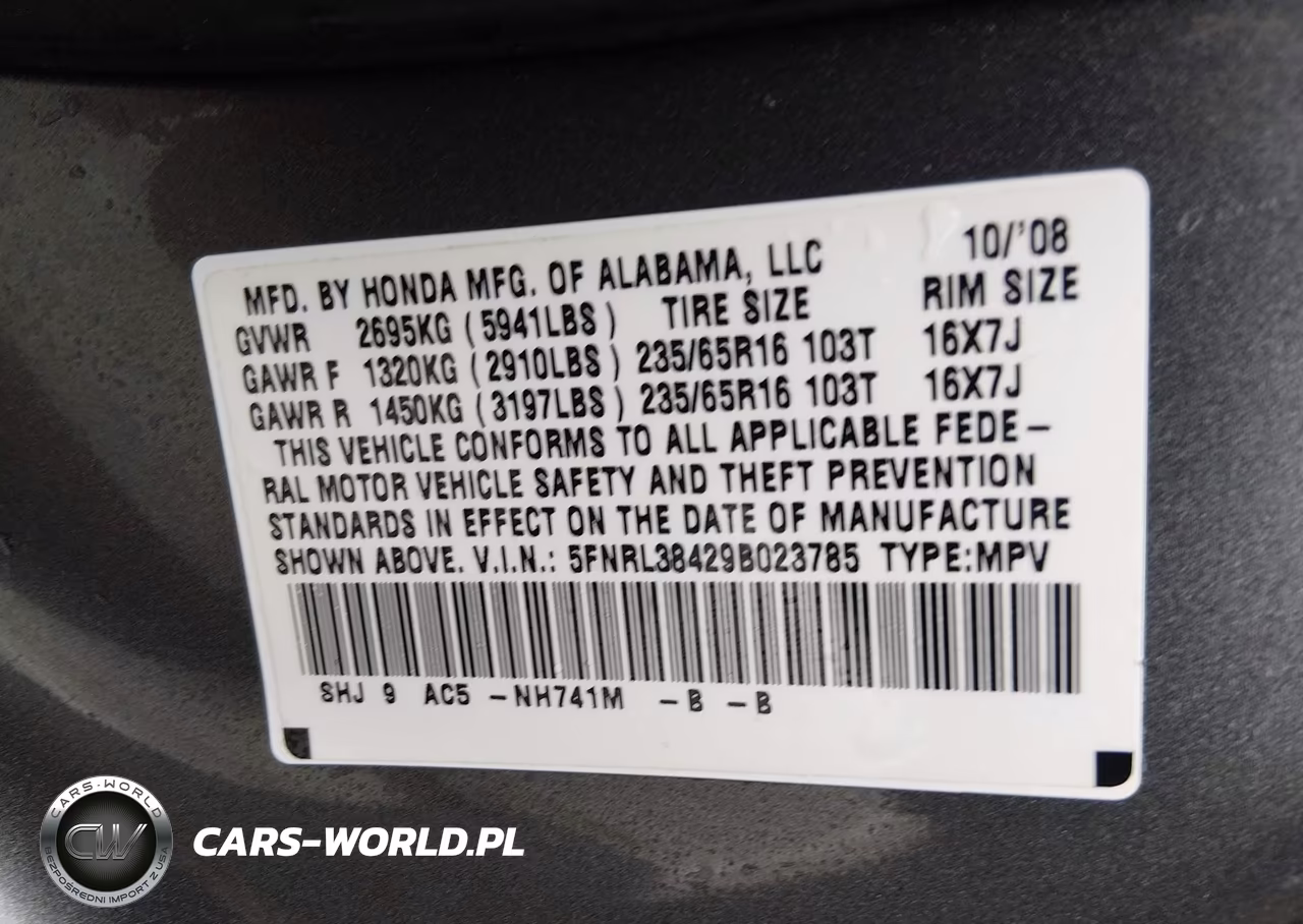 2009 Honda Odyssey Ex VIN:5FNRL38429B023785 - 9
