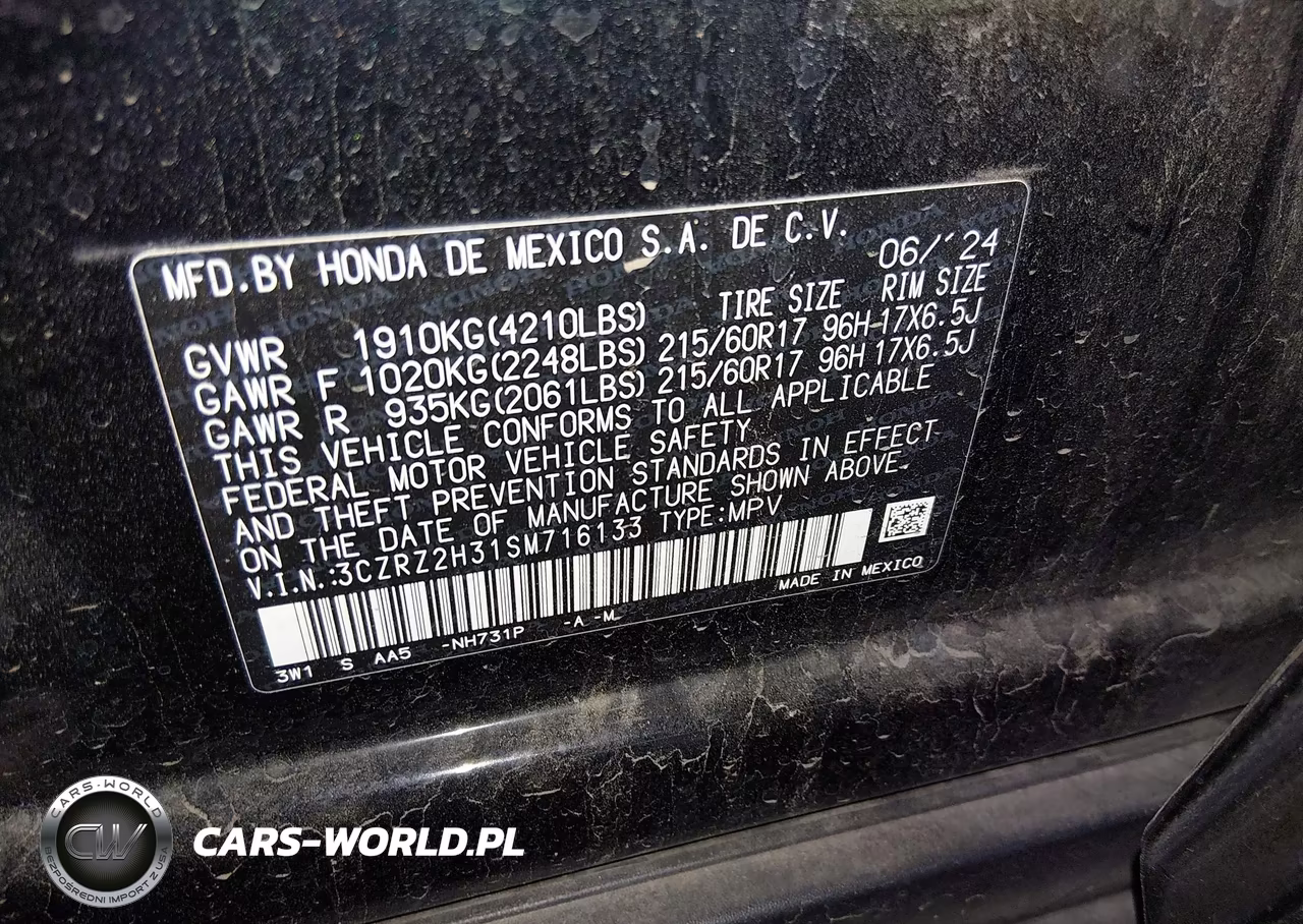 2025 Honda Hr-V Awd Lx VIN:3CZRZ2H31SM716133 - 9