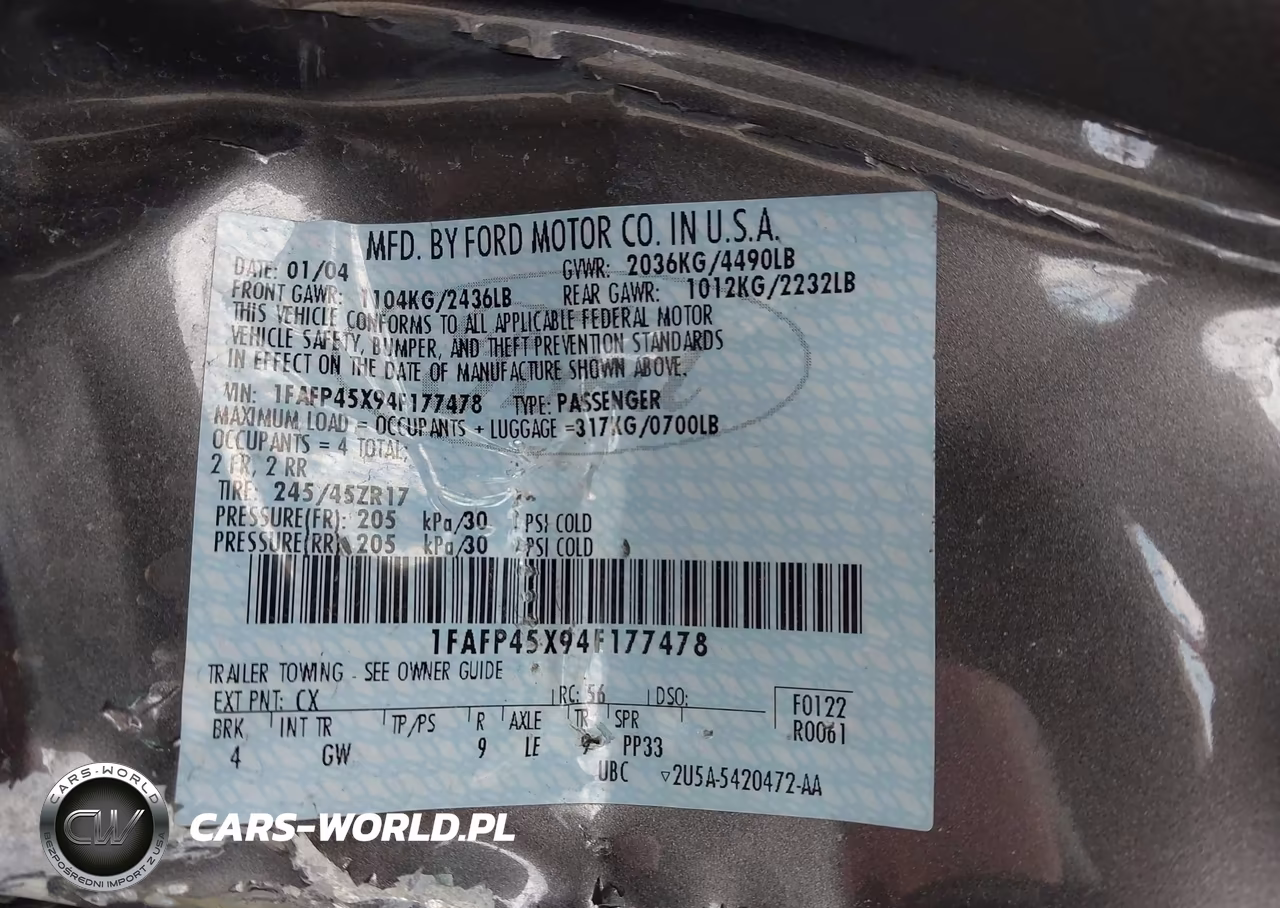 2004 Ford Mustang Gt VIN:1FAFP45X94F177478 - 9
