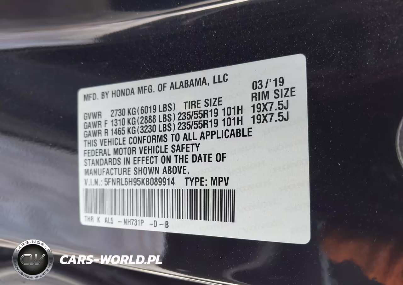 2019 Honda Odyssey Elite VIN:5FNRL6H95KB089914 - 9
