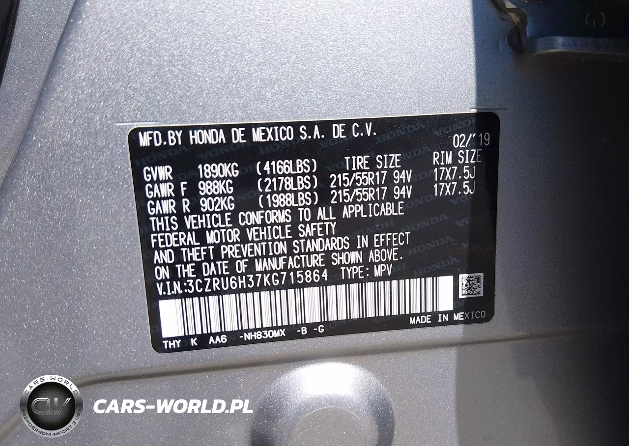 2019 Honda Hr-V Lx VIN:3CZRU6H37KG715864 - 9