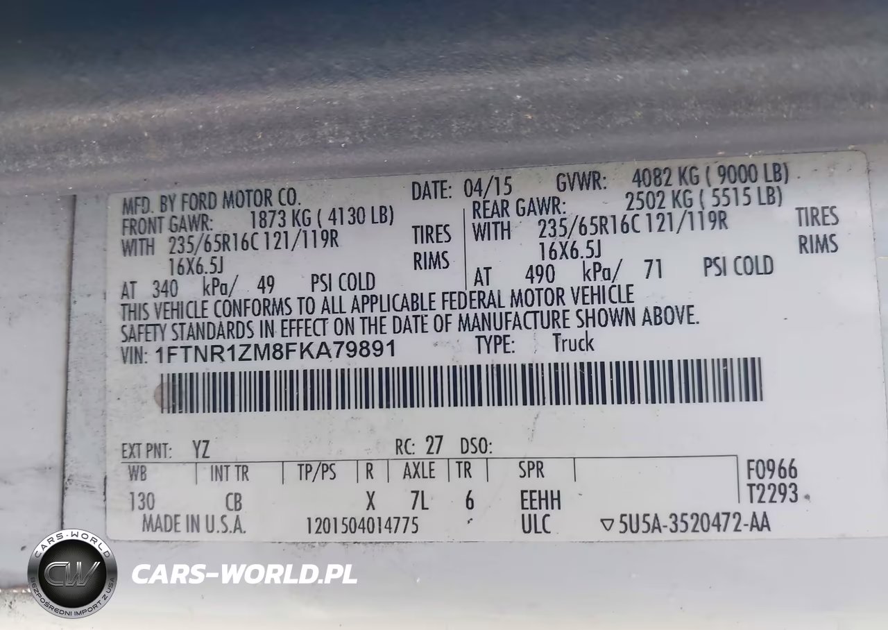 2015 Ford Transit-250 VIN:1FTNR1ZM8FKA79891 - 9
