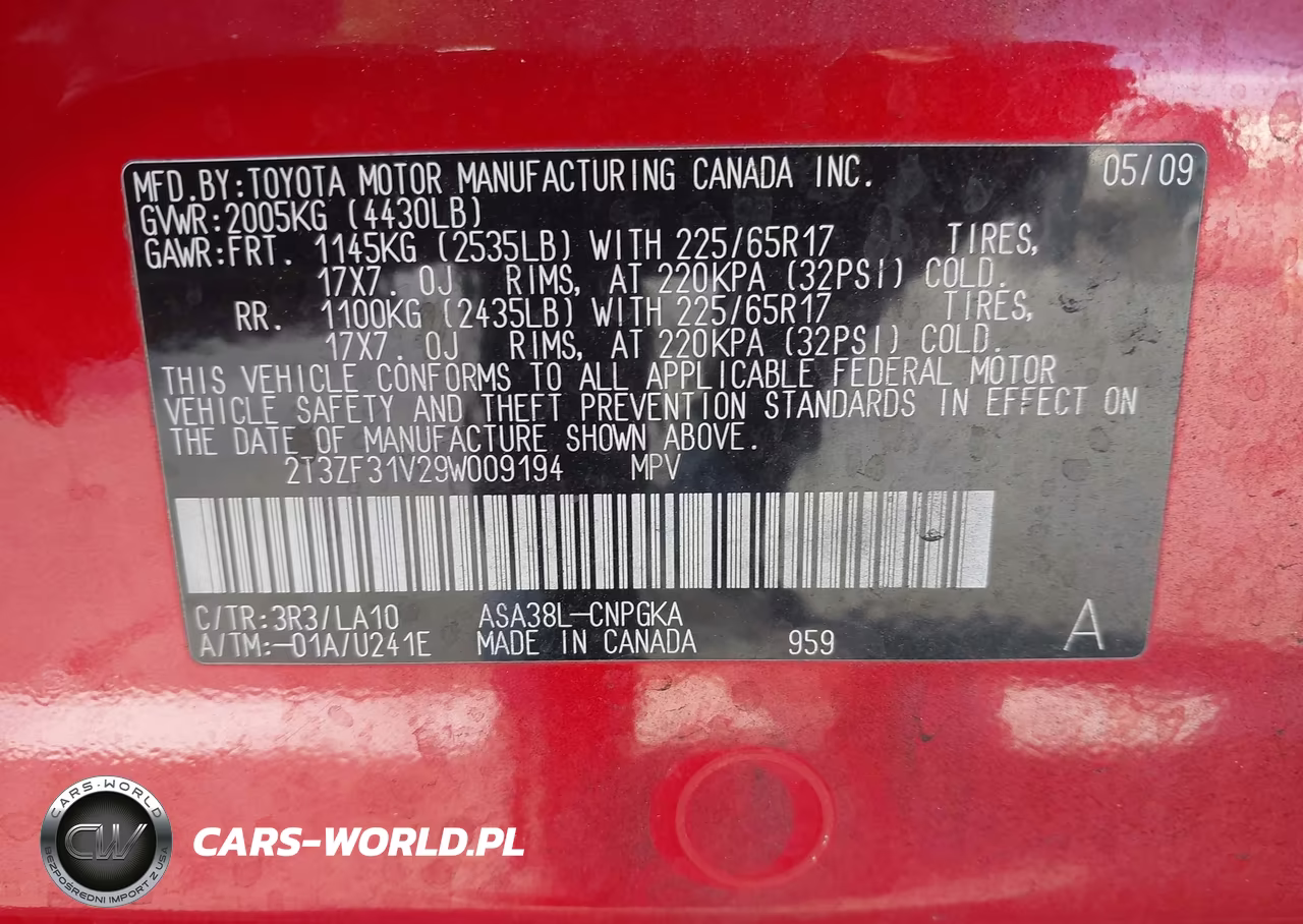 2009 Toyota Rav4 Limited VIN:2T3ZF31V29W009194 - 9