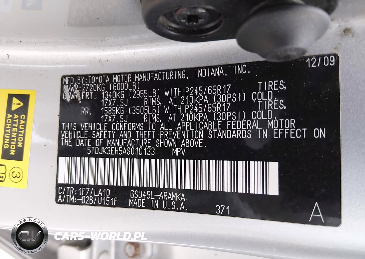 2010 Toyota Highlander Se V6 VIN:5TDJK3EH5AS010133 - 9