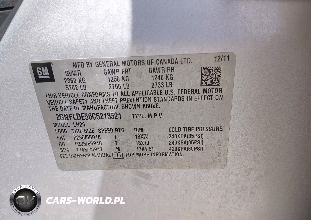 2012 Chevrolet Equinox 1Lt VIN:2GNFLDE56C6213521 - 9