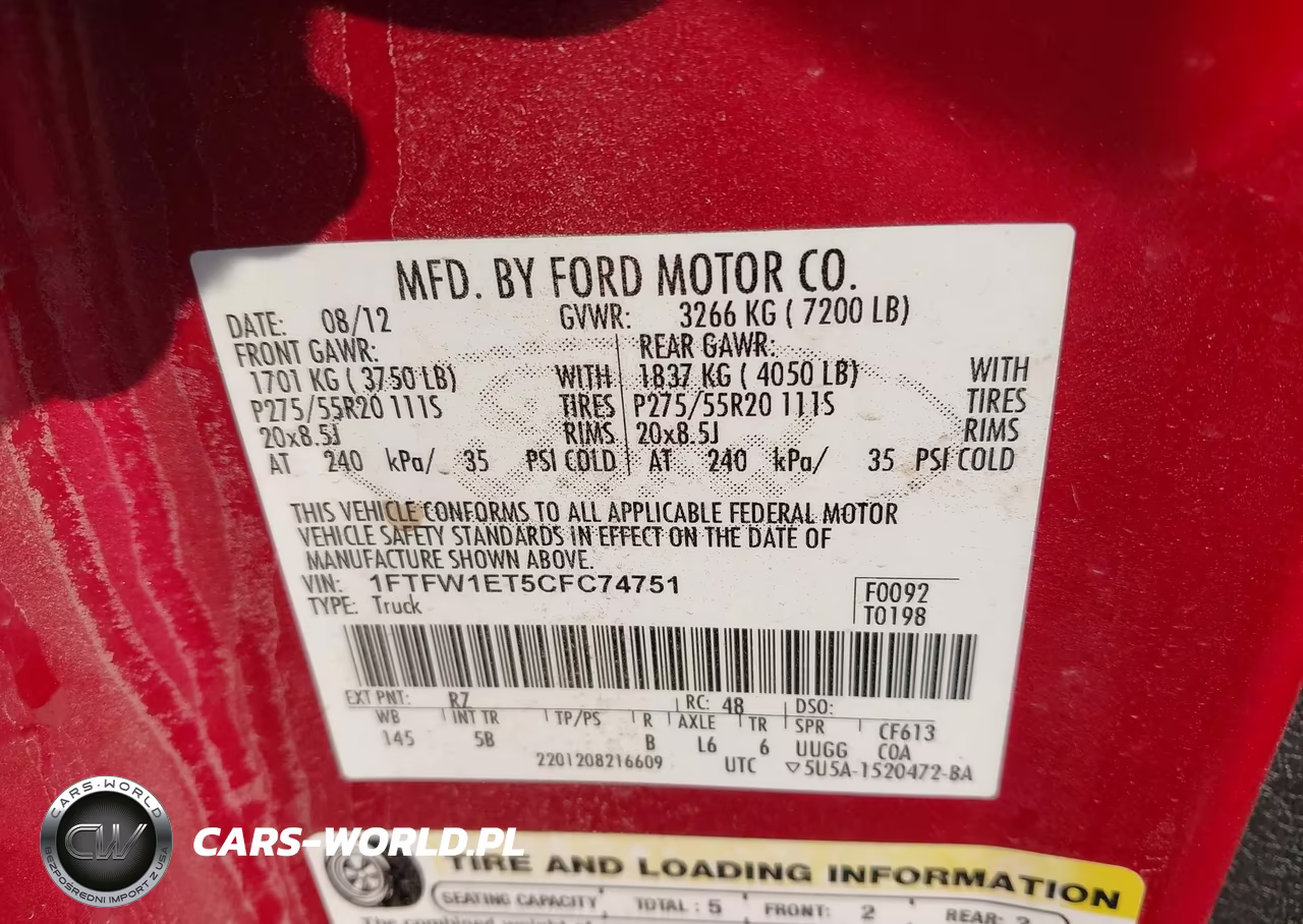 2012 Ford F-150 Fx4 VIN:1FTFW1ET5CFC74751 - 9