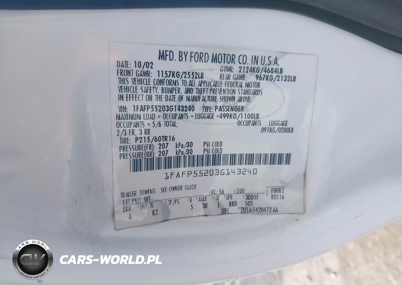 2003 Ford Taurus Ses VIN:1FAFP55203G143240 - 9