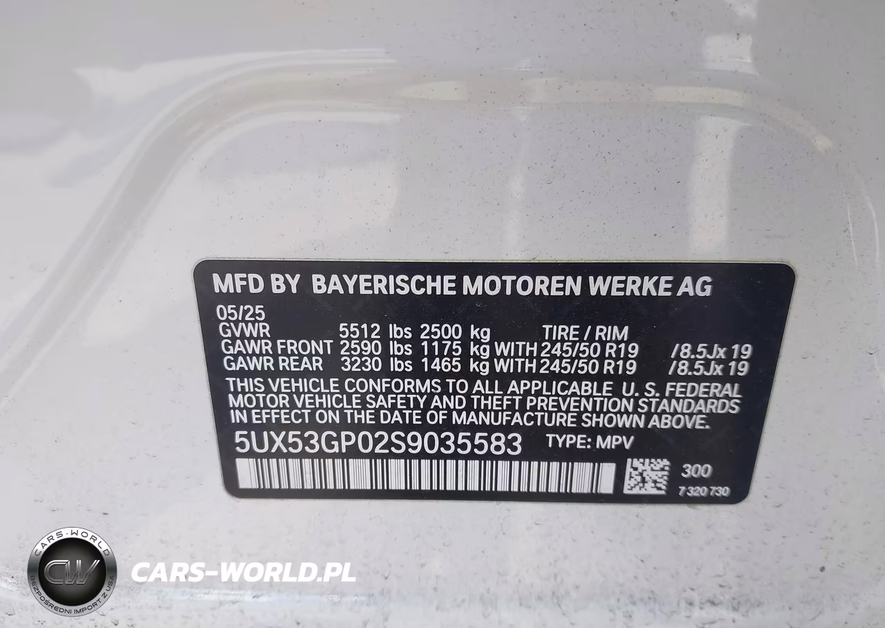 2025 BMW X3 30 xDrive VIN:5UX53GP02S9035583 - 9