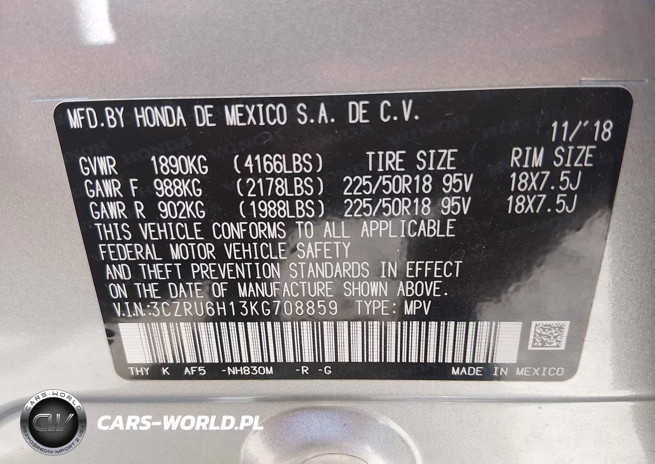2019 Honda Hr-V Sport VIN:3CZRU6H13KG708859 - 9