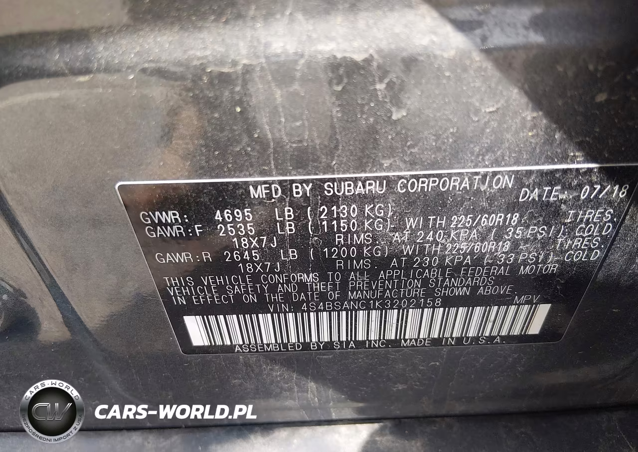 2019 Subaru Outback 2.5I Limited VIN:4S4BSANC1K3202158 - 9