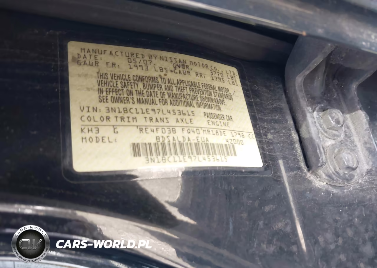 2007 Nissan Versa 1.8S VIN:3N1BC11E97L453615 - 9