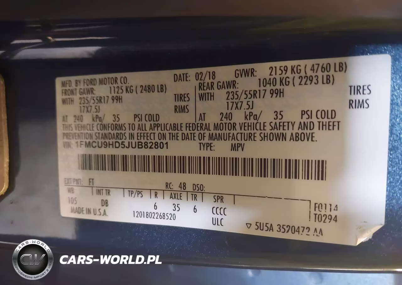 2018 Ford Escape Sel VIN:1FMCU9HD5JUB82801 - 9