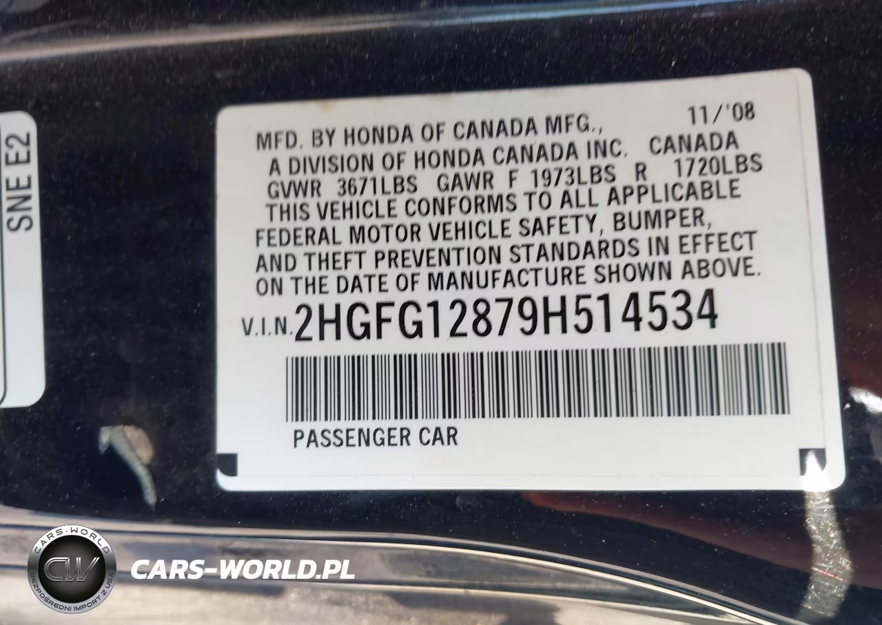 2009 Honda Civic Ex VIN:2HGFG12879H514534 - 9