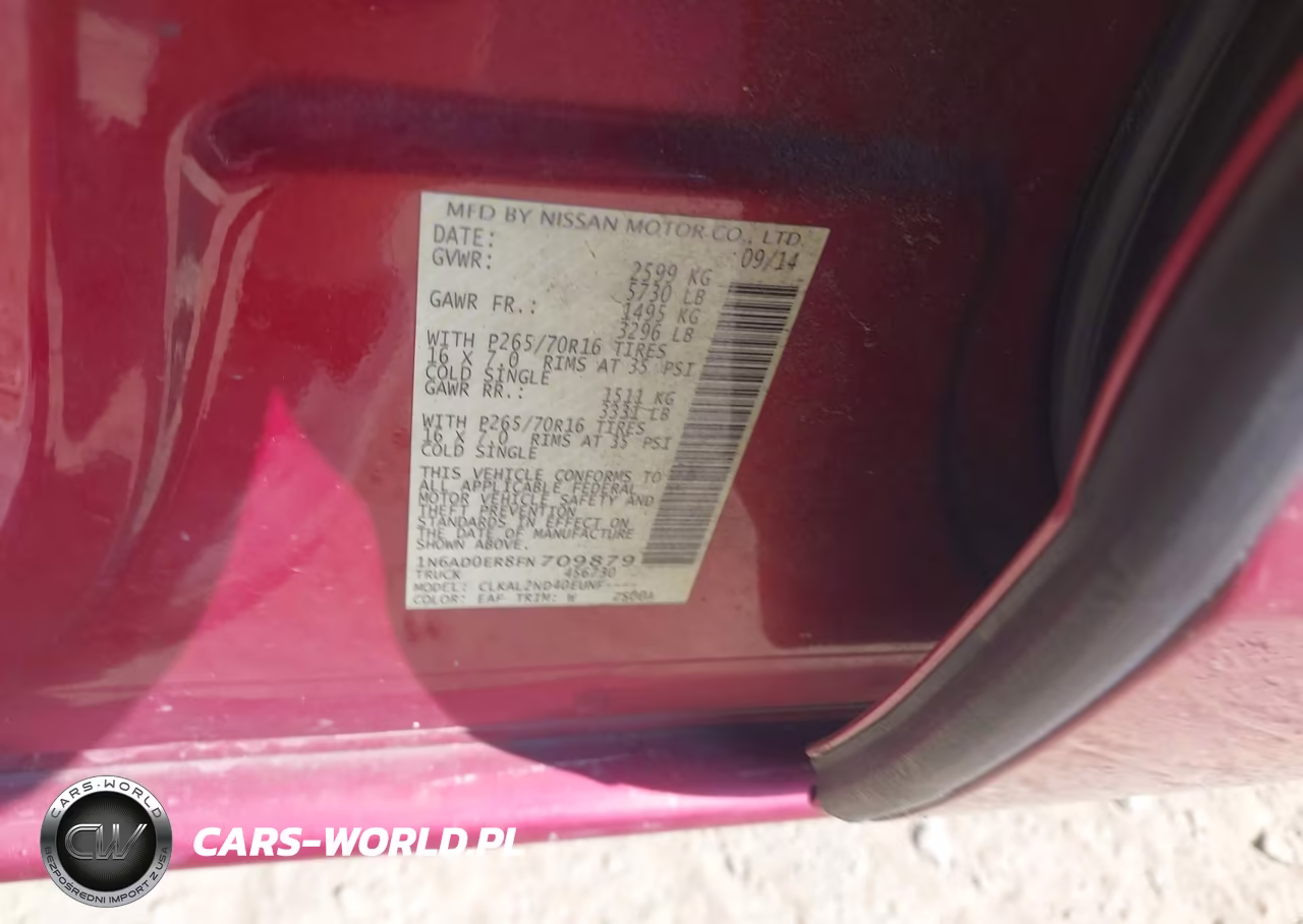 2015 Nissan Frontier Sv VIN:1N6AD0ER8FN709879 - 9
