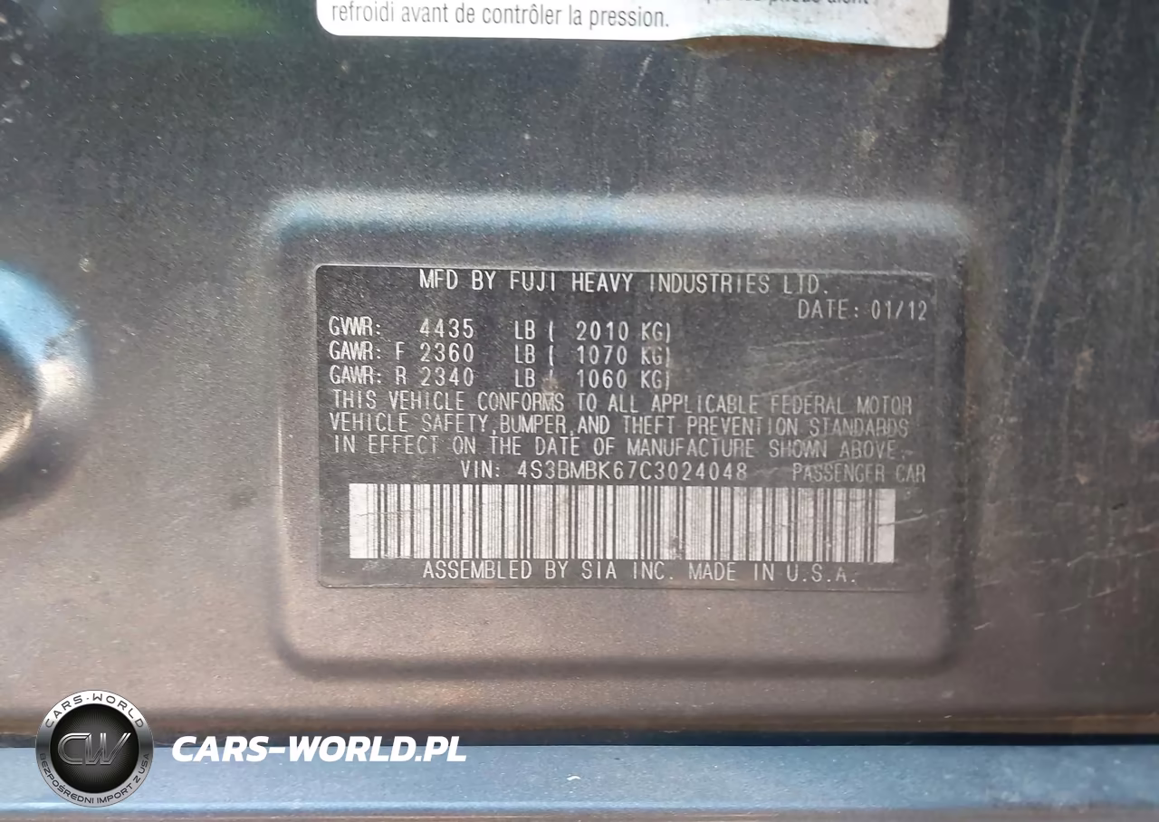 2012 Subaru Legacy 2.5I Limited VIN:4S3BMBK67C3024048 - 9