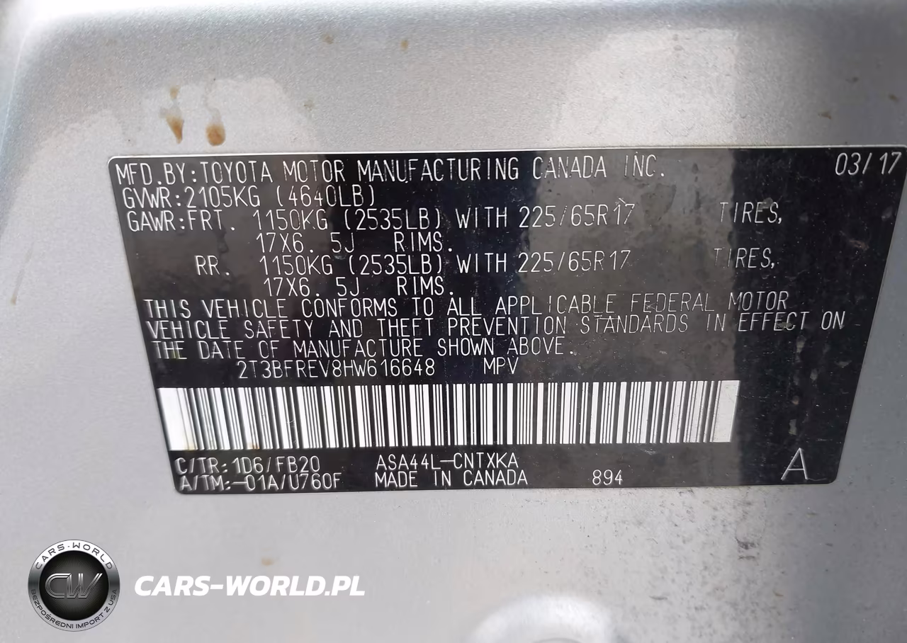 2017 Toyota Rav4 Le VIN:2T3BFREV8HW616648 - 9
