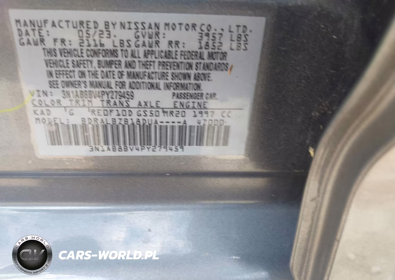 2023 Nissan Sentra S Xtronic Cvt VIN:3N1AB8BV4PY279459 - 9