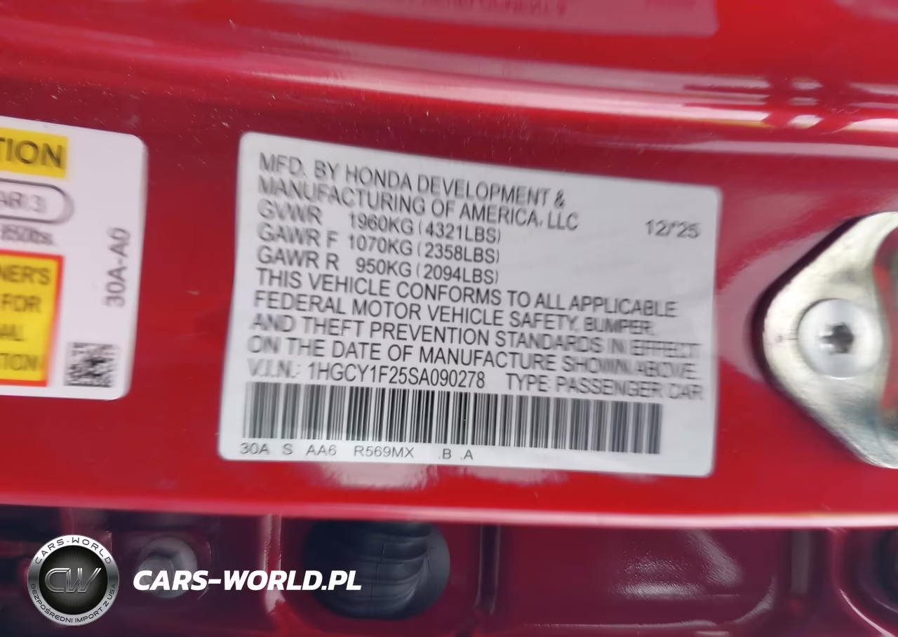 2025 Honda Accord Lx VIN:1HGCY1F25SA090278 - 9