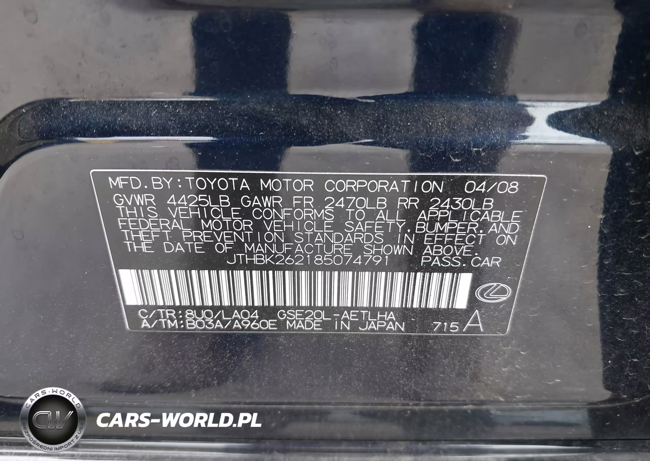 2008 Lexus Is 250 VIN:JTHBK262185074791 - 9