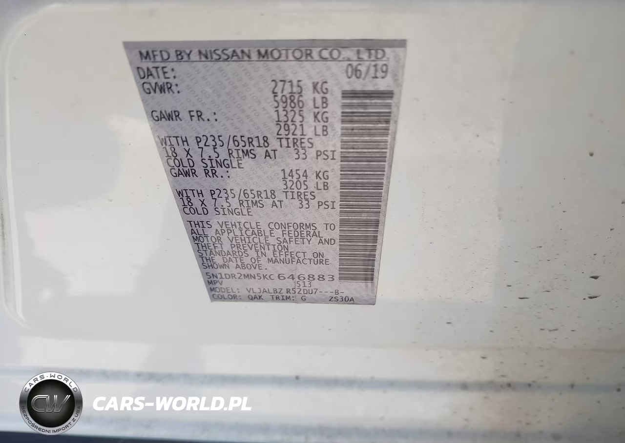 2019 Nissan Pathfinder S VIN:5N1DR2MN5KC646883 - 9