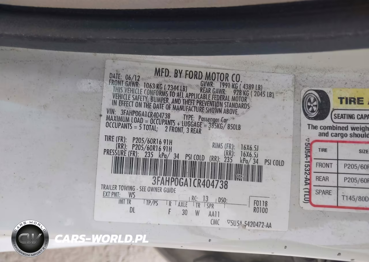 2012 Ford Fusion S VIN:3FAHP0GA1CR404738 - 9