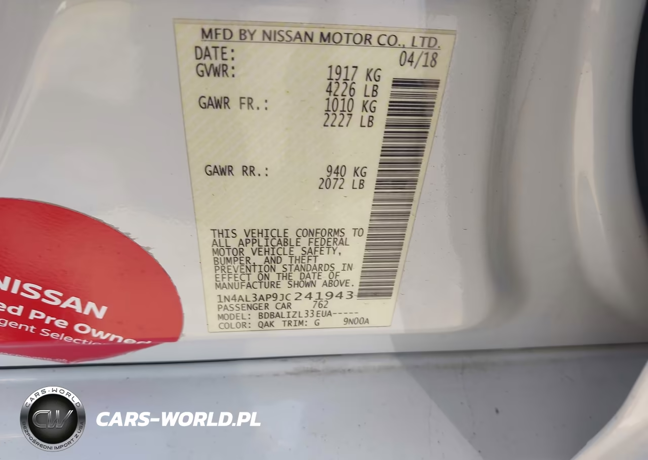 2018 Nissan Altima 2.5 Sv VIN:1N4AL3AP9JC241943 - 9