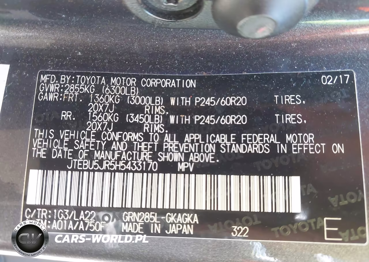 2017 Toyota 4Runner Limited VIN:JTEBU5JR5H5433170 - 9