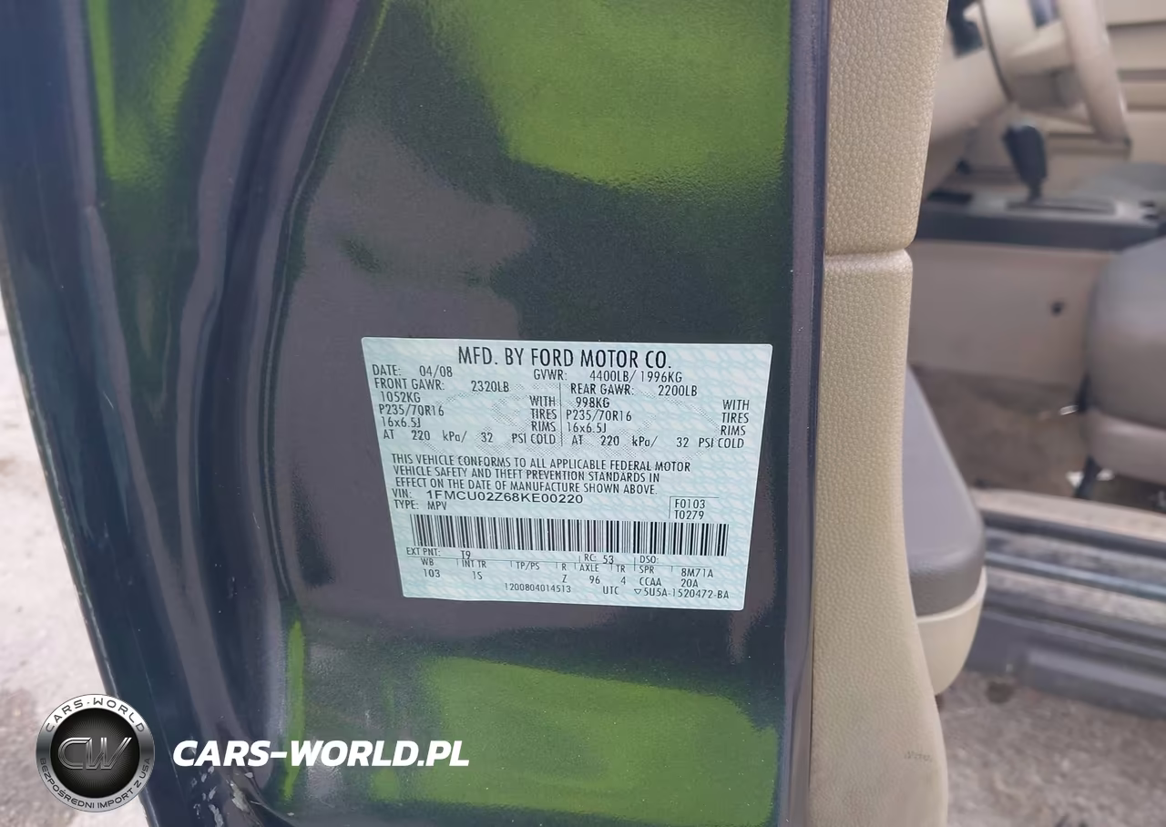 2008 Ford Escape Xls-Xls Manual VIN:1FMCU02Z68KE00220 - 9