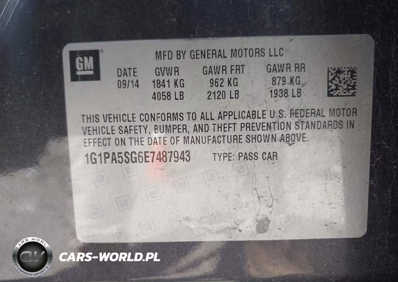 2014 Chevrolet Cruze Ls Auto VIN:1G1PA5SG6E7487943 - 9