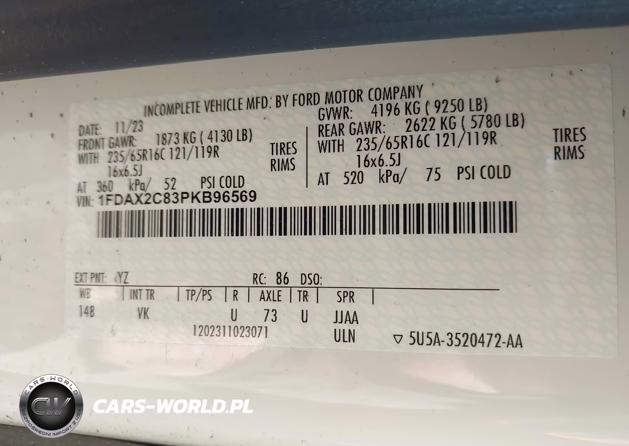 2023 Ford Transit-350 Passenger Van Xl VIN:1FDAX2C83PKB96569 - 9
