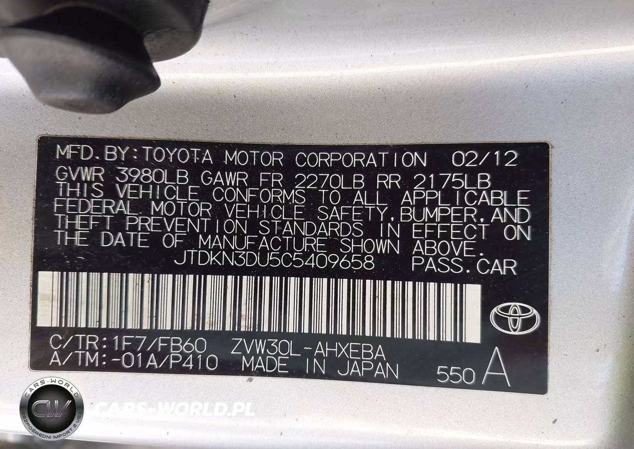 2012 Toyota Prius Two VIN:JTDKN3DU5C5409658 - 9