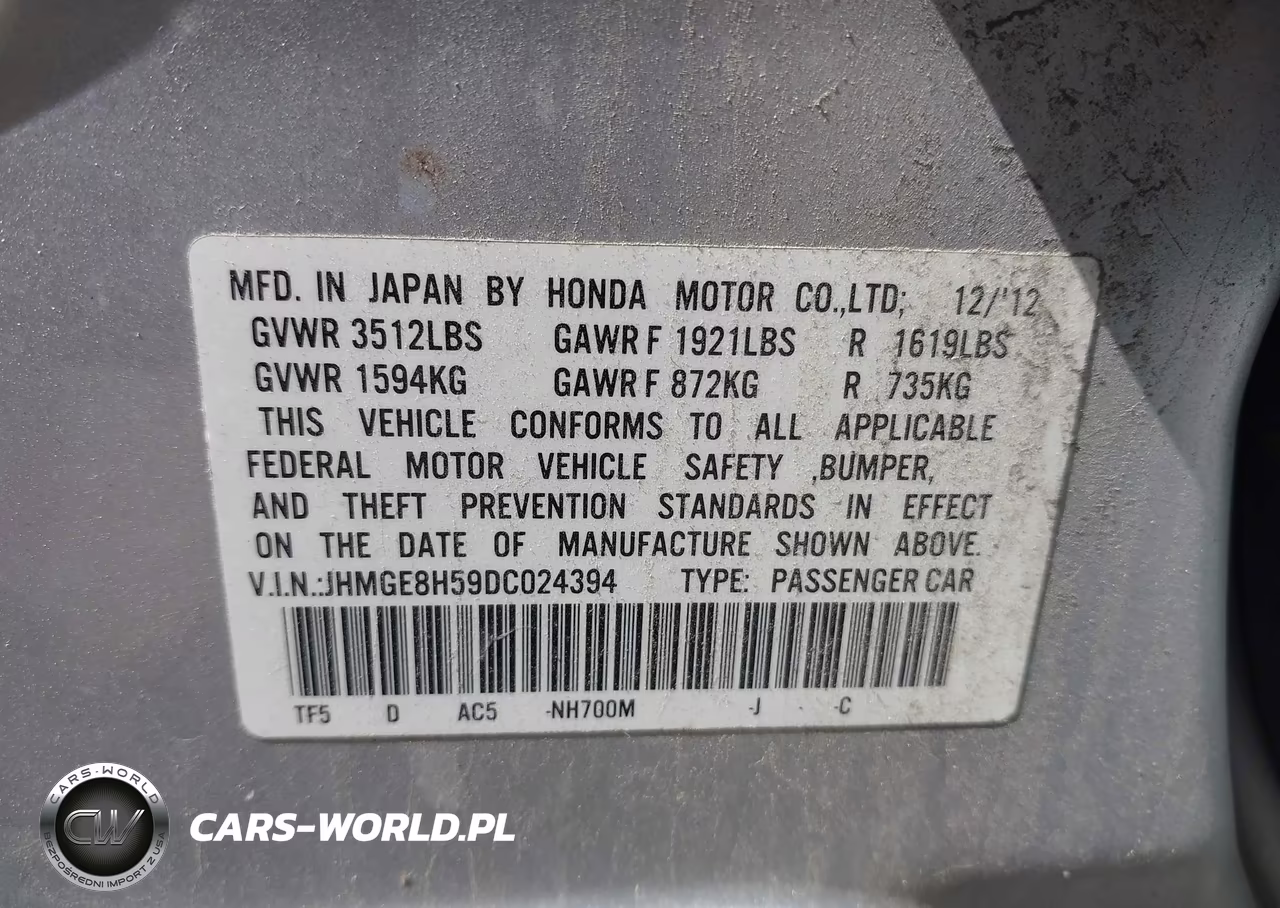 2013 Honda Fit Sport VIN:JHMGE8H59DC024394 - 9