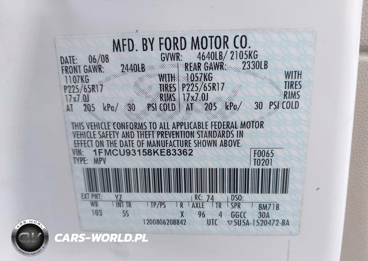 2008 Ford Escape Xlt VIN:1FMCU93158KE83362 - 9