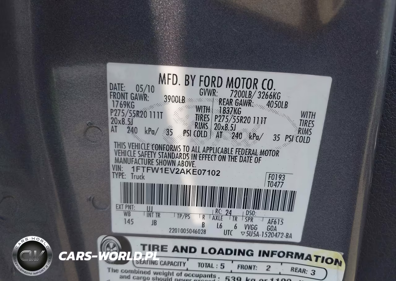 2010 Ford F-150 Fx4-Harley-Davidson-King Ranch-Lariat-Platinum-Xl-Xlt VIN:1FTFW1EV2AKE07102 - 9