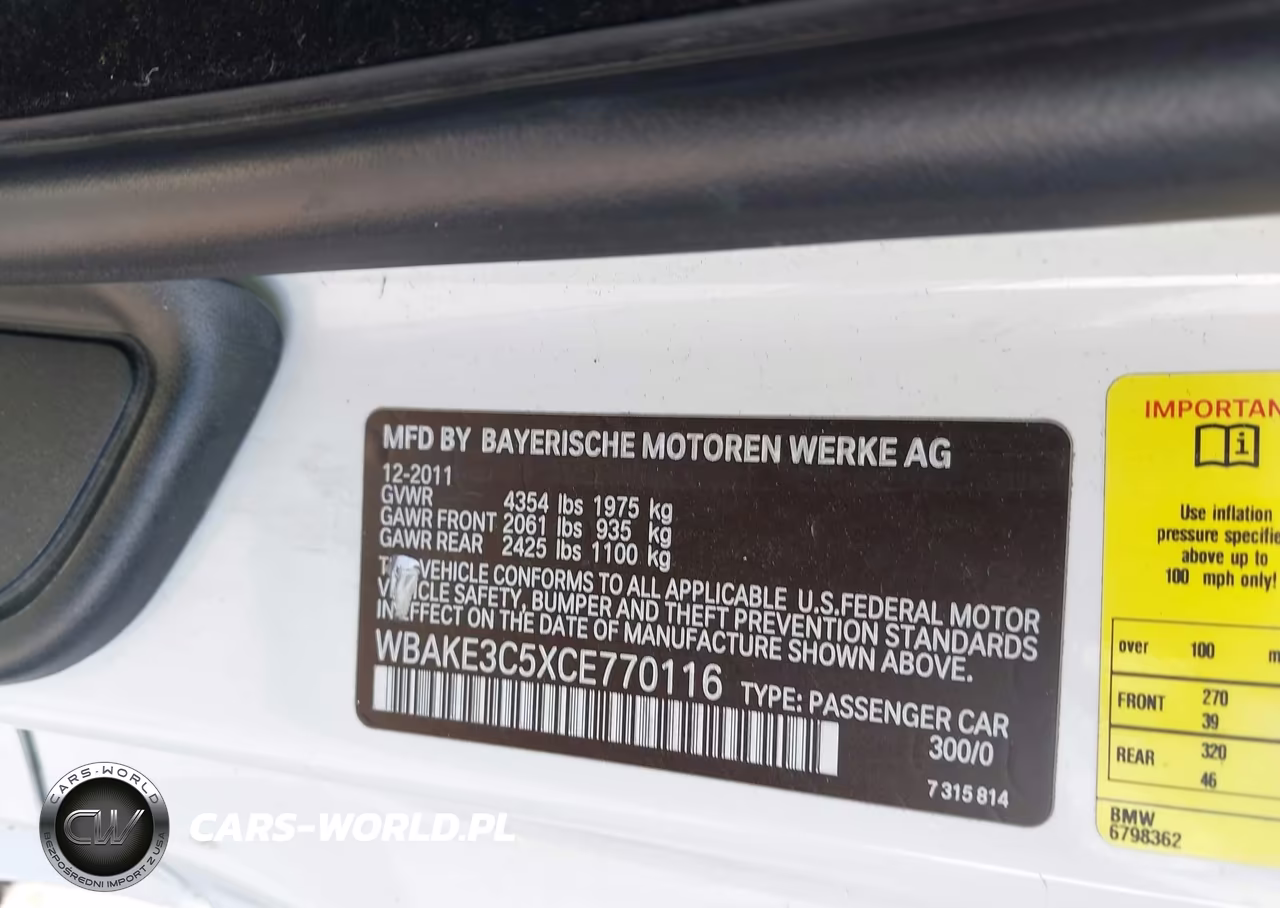 2012 BMW 328I VIN:WBAKE3C5XCE770116 - 9